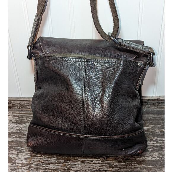 Kenneth Cole Dark Brown Leather Messenger Crossbody Bag Adjustable Strap - Picture 4 of 8